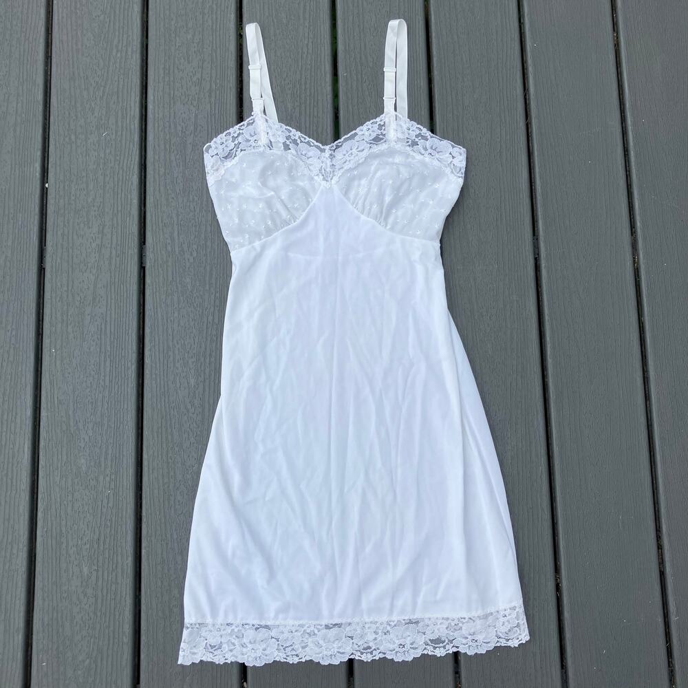 Vintage 60s Philmaid sheer white nylon floral lace slip dress, coquette